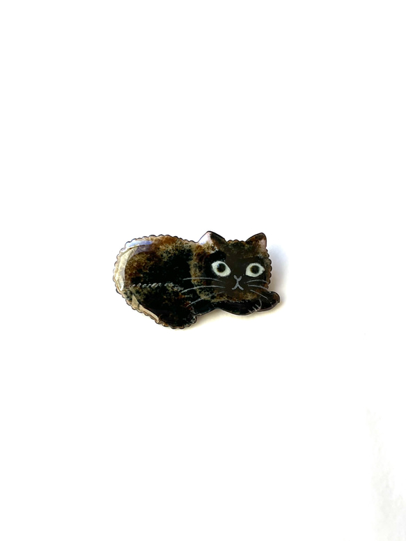 長毛黒猫さんのブローチ 2枚目の画像