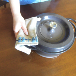 Sale　北欧柄手織り鍋つかみ　麻綿・リネン　ミニマット　ダイニング　キッチン食卓　花瓶敷 1枚目の画像