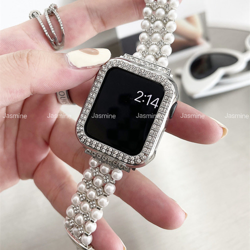 Apple Watch ラインストーン パール チェーンベルト キラキラ