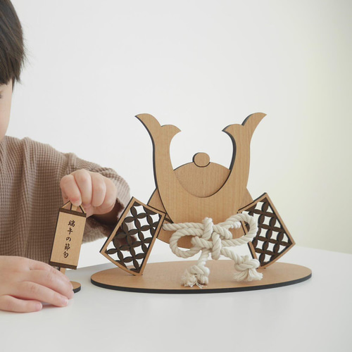 Wooden Kabuto natural 木製兜飾り 木製 兜 雑貨・その他 ぴのき