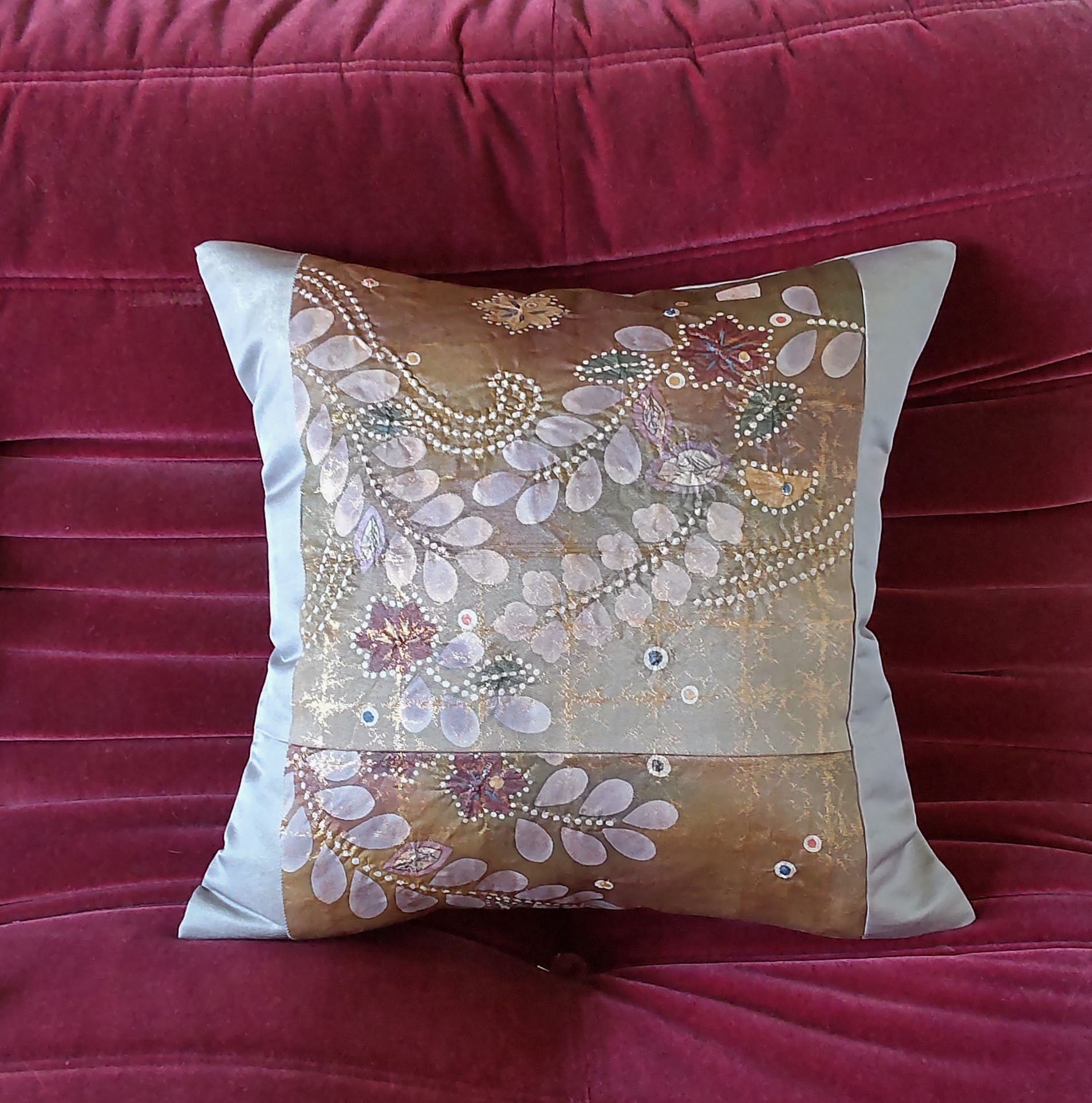 辻が花の帯クッションカバー