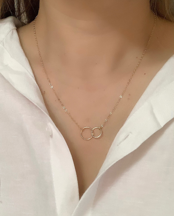 14kgf Twin circle necklace 3枚目の画像