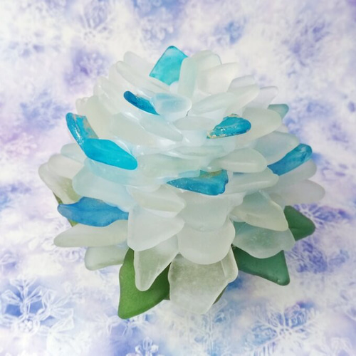 オーダー】シーグラスのお花のランプシェード 青×紫 風雪星（かざゆき