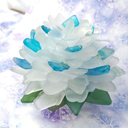 【オーダー】シーグラスのお花のランプシェード 青×紫 風雪星（かざゆきほし）ギフトラッピング対応【海灯花】 8枚目の画像
