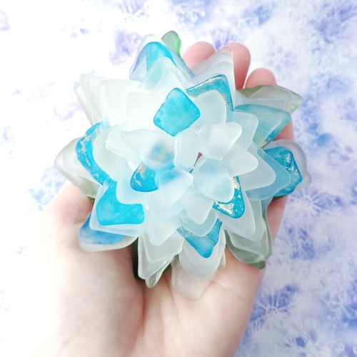 オーダー】シーグラスのお花のランプシェード 青×紫 風雪星（かざゆき
