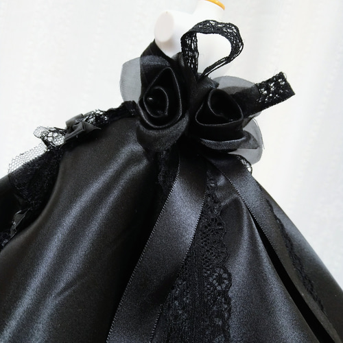 148一点物ミニチュアウエディングドレス☆黒薔薇ゴシックドレス