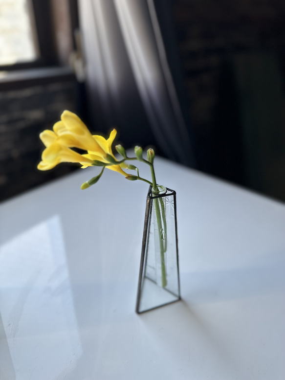 【昭和ガラスと試験管の　一輪挿し 　中】　フラワーベース　花瓶　花器　レトロ　アロマスティック 9枚目の画像