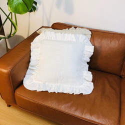 45*45 白 クッションカバー 100%リネン(亜麻) ナチュラル  北欧生活 抱き枕カバーY-Z-12 4枚目の画像