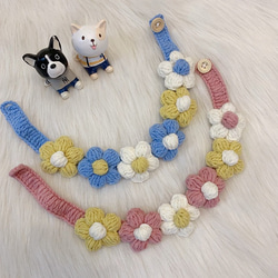 2色ピンク/青い花 猫&犬&用襟型ペット首輪☆新作WEEK2023 1枚目の画像