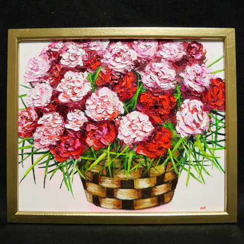 油絵 絵画 【カーネーション】 絵画 HR 通販 15603692｜Creema