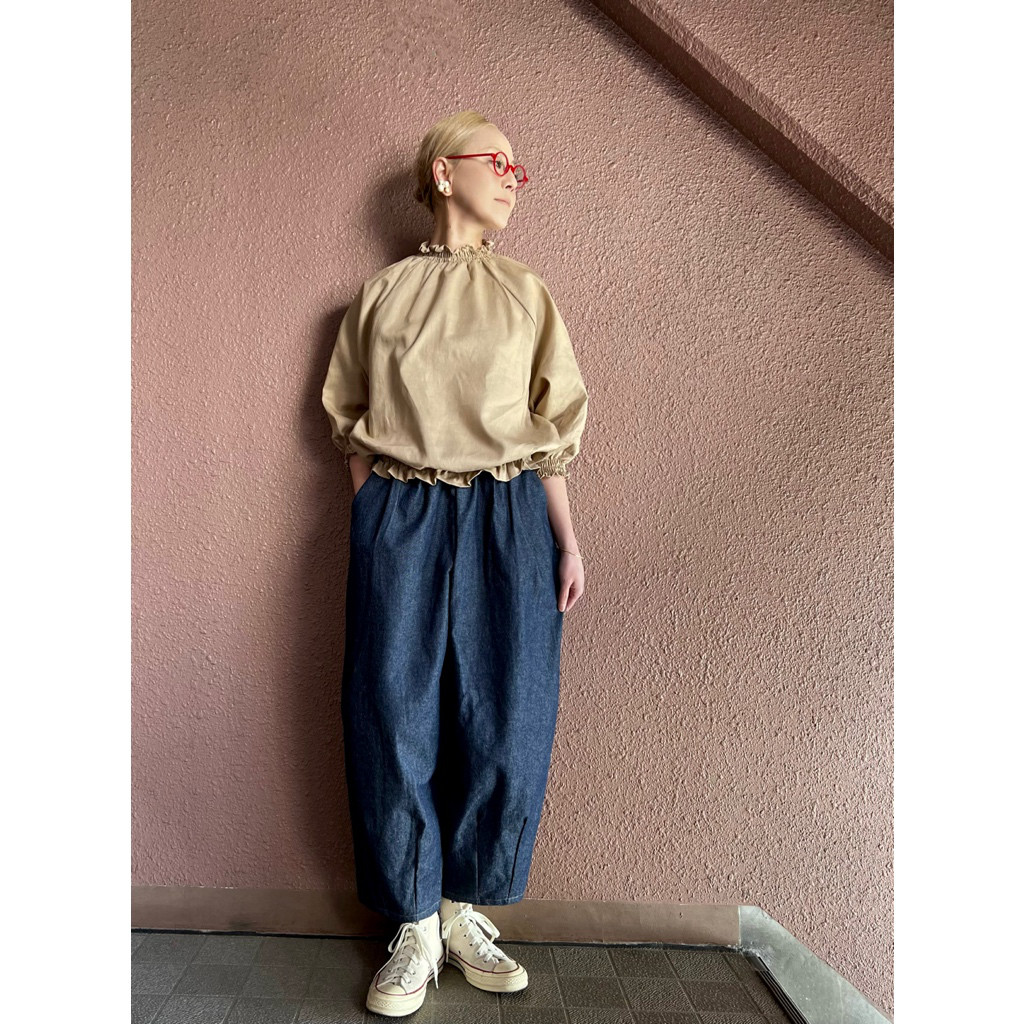 サイズと長さ選べる❤️RATA❤️やわらか国産岡山デニム❤️ゆったりサーカスパンツ❤️感動のはき心地❤️インディゴ