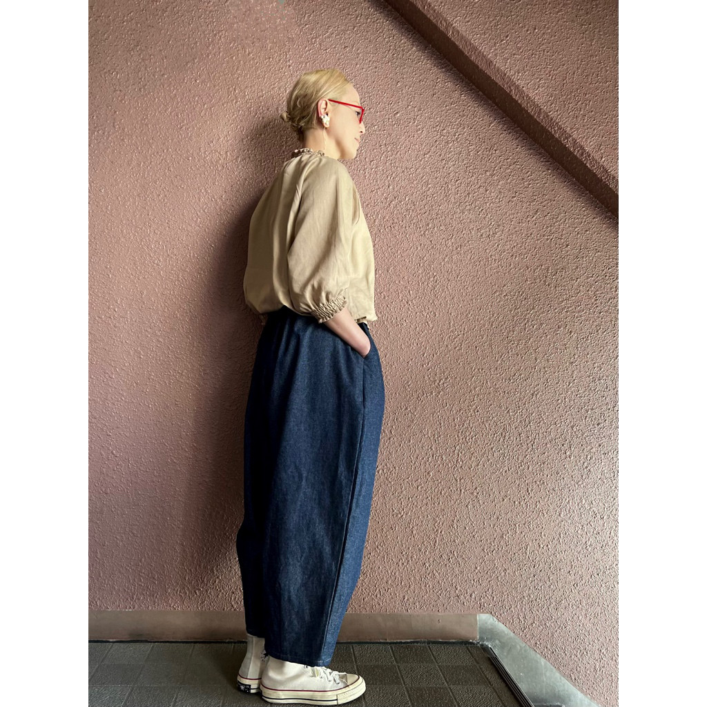 サイズと長さ選べる❤️RATA❤️やわらか国産岡山デニム❤️ゆったりサーカスパンツ❤️感動のはき心地❤️インディゴ