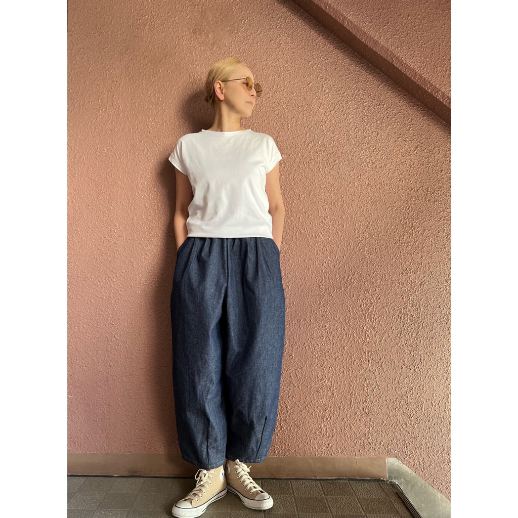 サイズと長さ選べる❤️RATA❤️やわらか国産岡山デニム❤️ゆったりサーカスパンツ❤️感動のはき心地❤️インディゴ