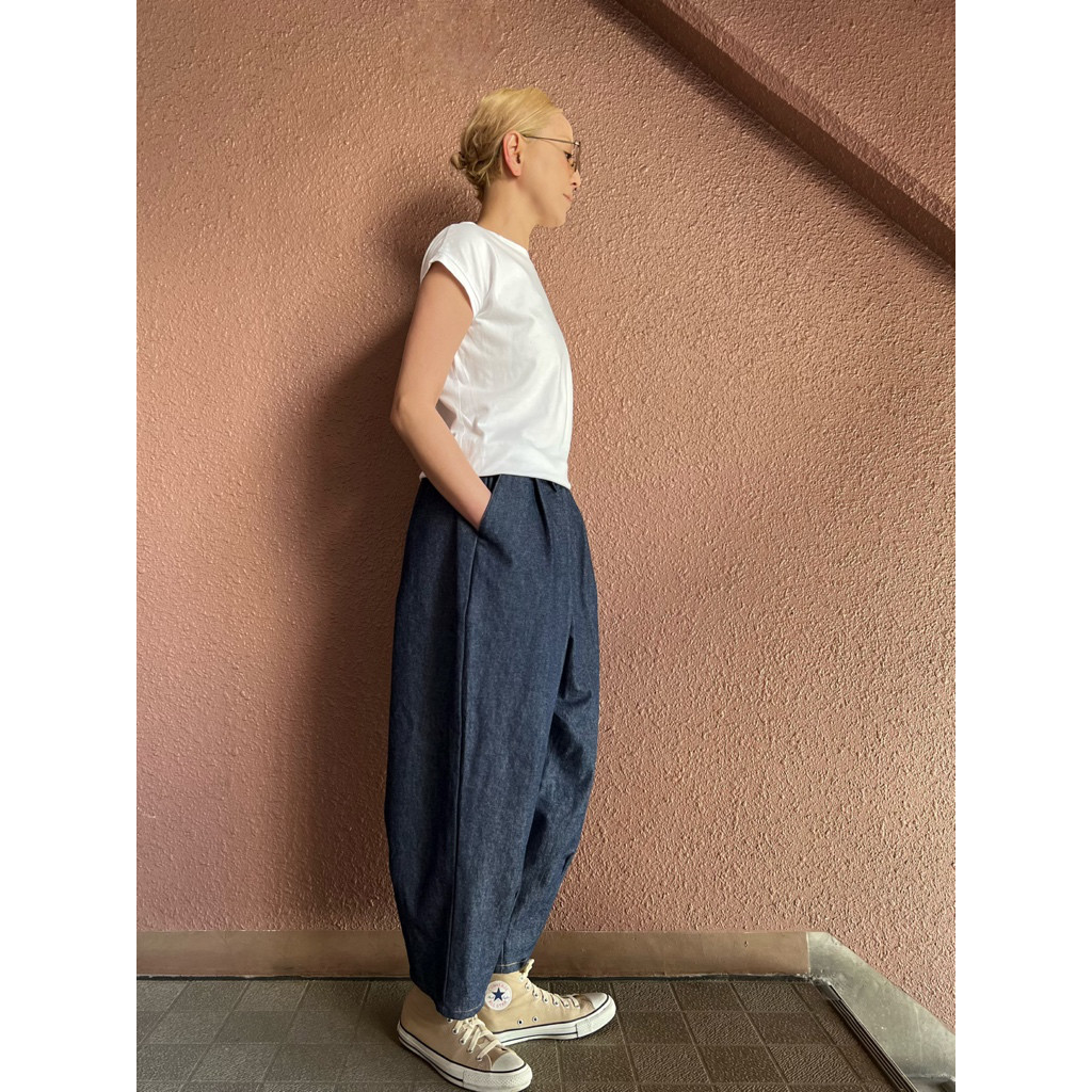 サイズと長さ選べる❤️RATA❤️やわらか国産岡山デニム❤️ゆったりサーカスパンツ❤️感動のはき心地❤️インディゴ