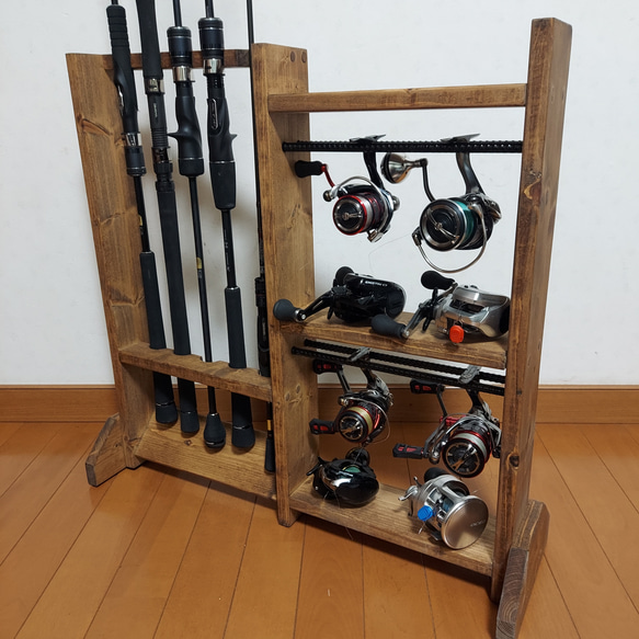 ロッド&リールスタンド ダークウォルナット 人気・おすすめ｜安定人気・収納便利におすすめ 丁寧対応 配送追跡可