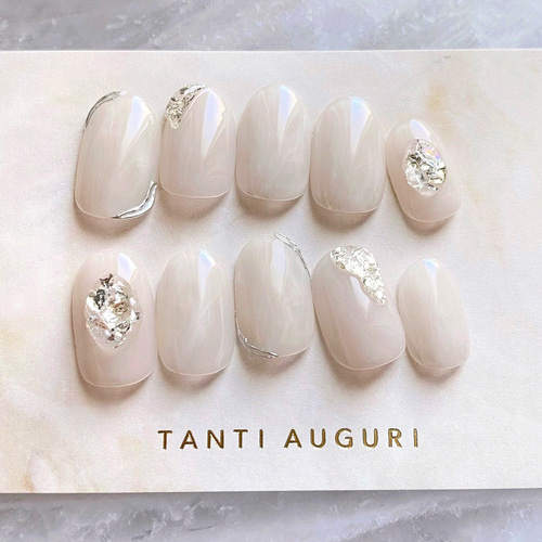 ウェディングネイル 透明感ネイル ホワイトネイル 天然石ネイル
