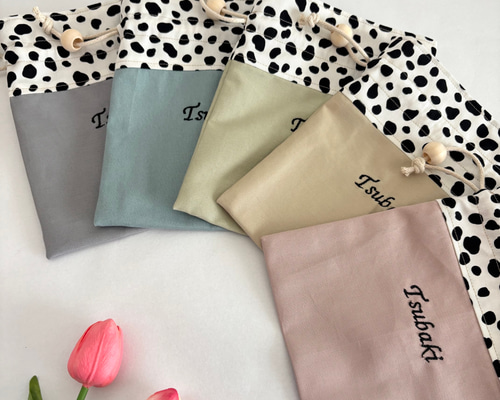 オーダーメイド 名前入り 刺繍 巾着 入園入学グッズ レッスンバッグ