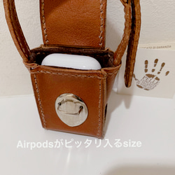 イタリアンレザーAirpods case◆イヤホンケース　エアポッツケース　充電器ケース　一点終了商品　 2枚目の画像