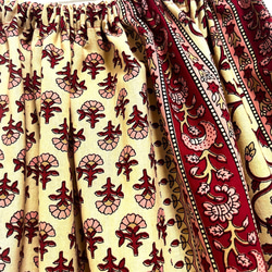 【新作】インド綿ギャザースカート ルビーレッド 4枚目の画像