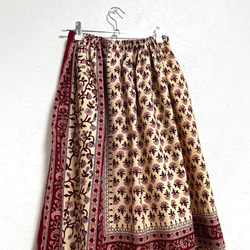 【新作】インド綿ギャザースカート ルビーレッド 5枚目の画像