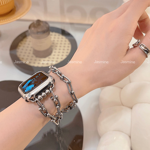 soyboyz アップルウォッチ！シルバー チェーンブレスレット Apple Watch ブレスレット タイプ チェーン ベルト チェーン