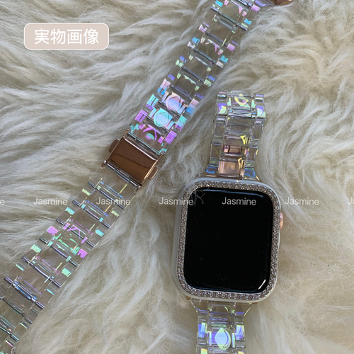 Apple Watch オーロラ クリアバンド クリアベルト オーロラ 腕時計