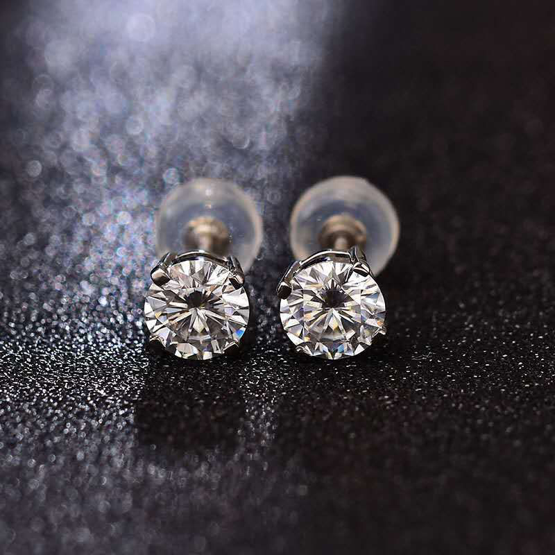 モアサナイト スタッドピアス 4爪  計1ct  k18 (ER20010)