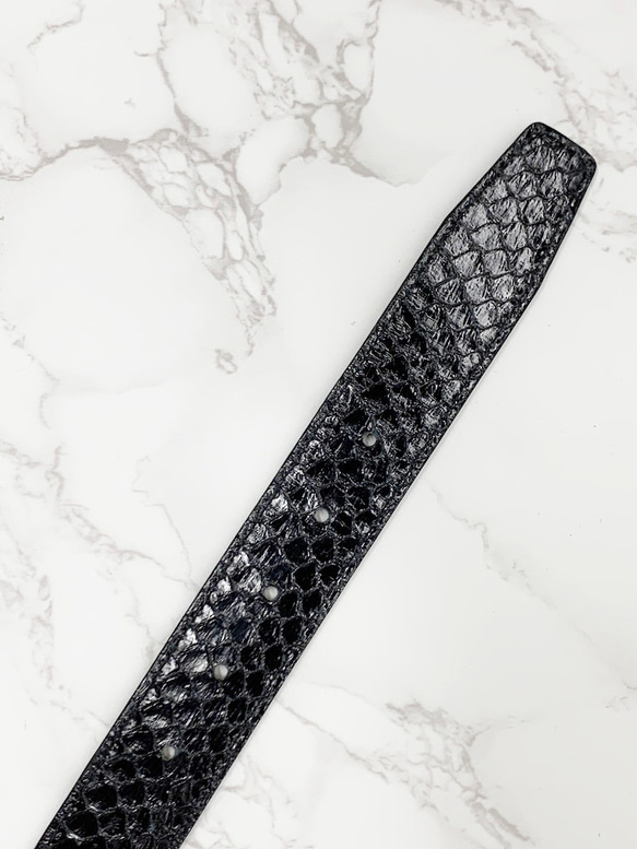 日本製　パイソン　３３㎜巾　上質　リバーシブルベルト　ダイヤモンドパイソン　蛇革　エキゾチックレザー　 7枚目の画像