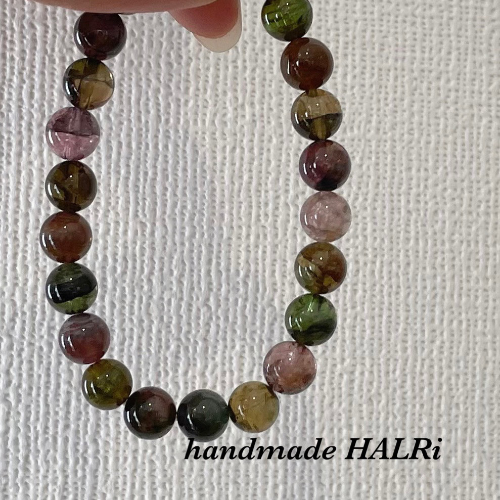 天然石ブレスレット259◇高品質マルチカラートルマリン