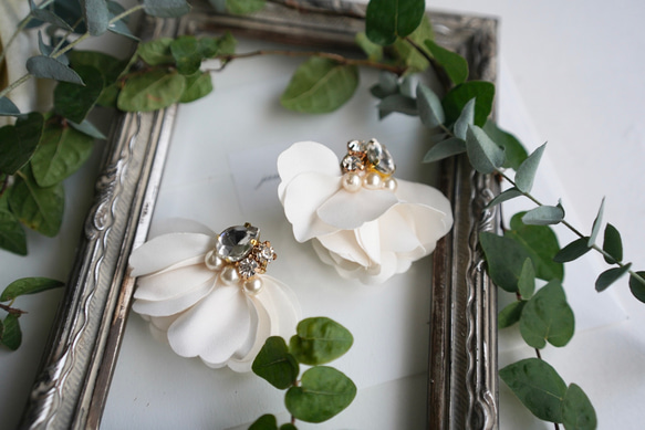 087花びら 結婚式 花嫁 アクセサリー ピアス イヤリング ウェディング