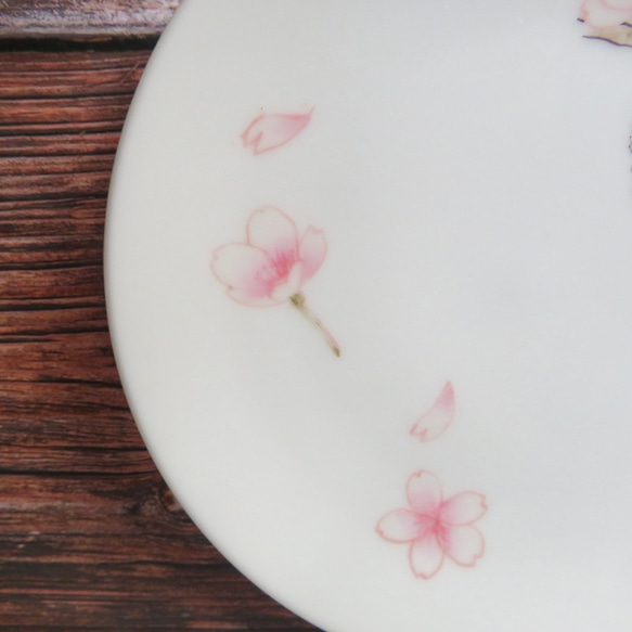 シマエナガと桜の小皿 　２枚セット　手描きの器　 7枚目の画像