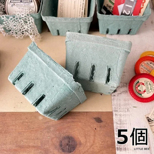 082・アメリカ ベリーボックス エコ紙ケース 小物入れ 野菜BOX 5個