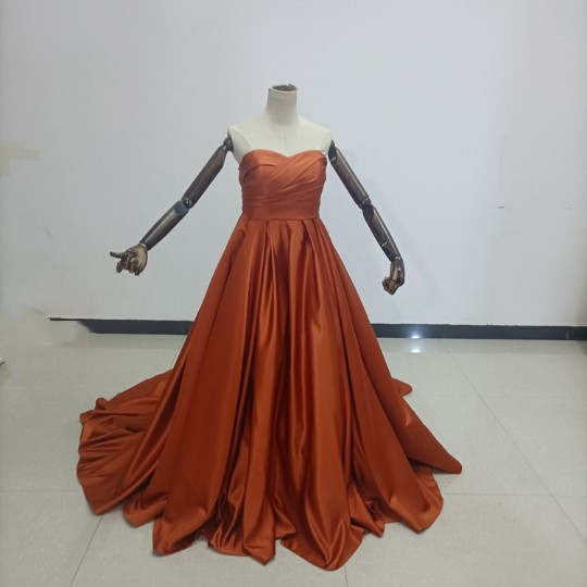 送料無料！高品質！カラードレス エンパイアライン パーティードレス テラコッタ /結婚式/披露宴