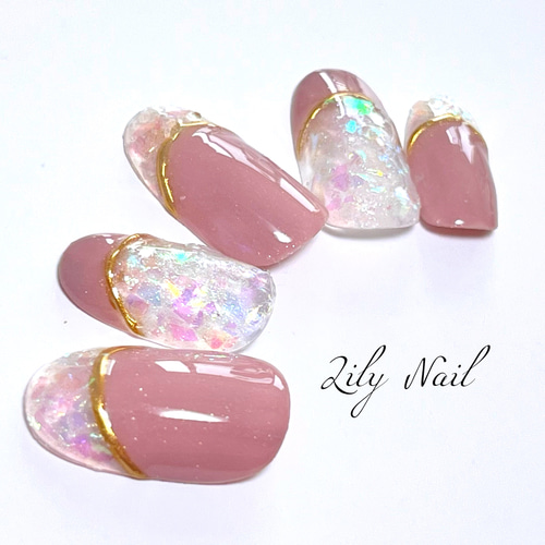 101))囲みネイル フレンチガーリー ネイルチップ ホログラム クリスマス 冬/クリスマス/ハンド/フレンチ/ホログラム - YUKIMIのネイルデザイン