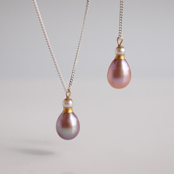 [還剩 1 件] Kintsugi 香水瓶狀珍珠長項鍊 -淡紫色粉紅色- | 60cm silver925 第2張的照片