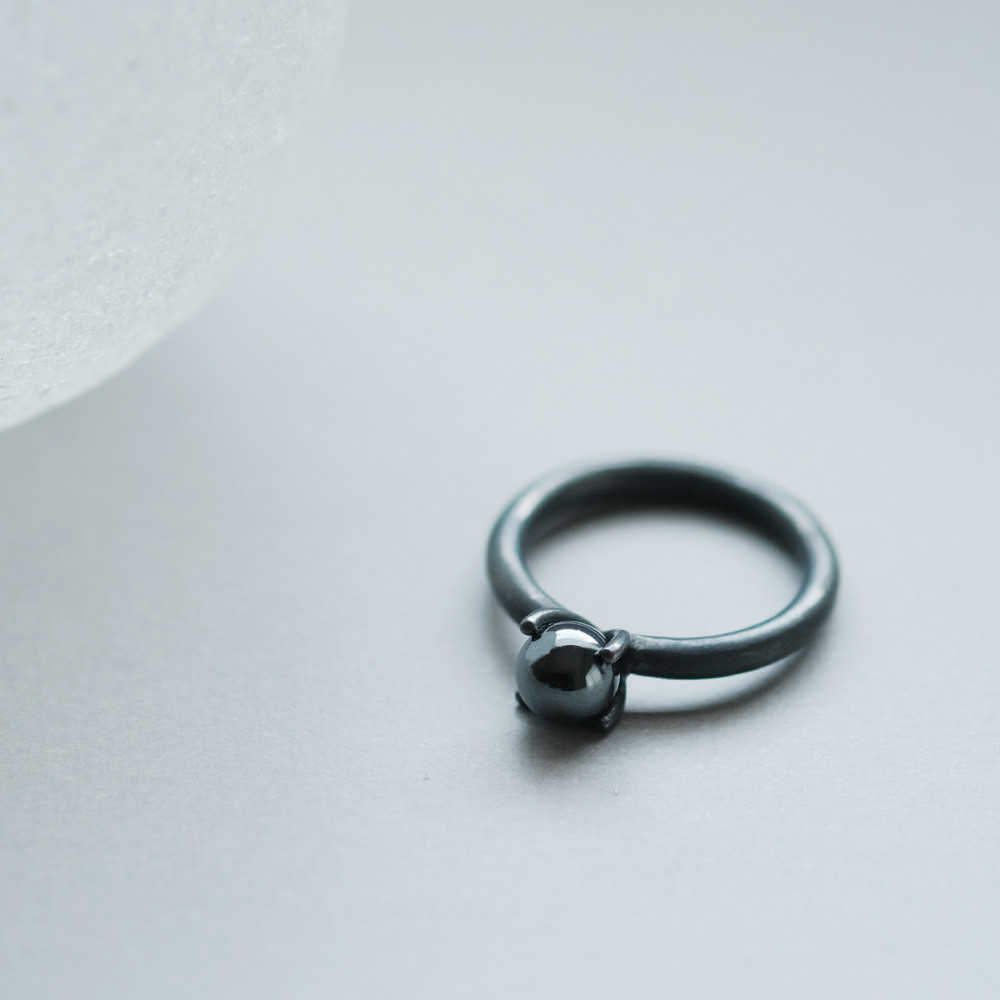 オニキス 爪留め リング シルバー925