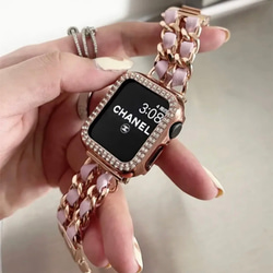 Apple Watch アップル　ウォッチ　ダブルチェーンベルト レザーバンド　全サイズ対応 3枚目の画像