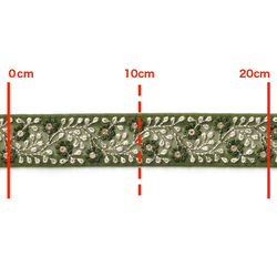 [ 180 ] グリーン 緑 花柄 シンプル 幅:4cm インド刺繍 リボン 3枚目の画像