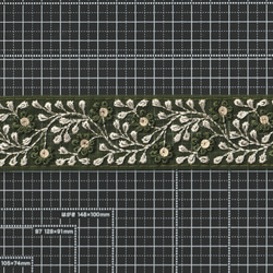 [ 180 ] グリーン 緑 花柄 シンプル 幅:4cm インド刺繍 リボン 4枚目の画像