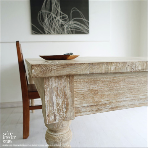 チーク無垢材 ダイニングテーブルLique角NW180 無垢材テーブル 総無垢