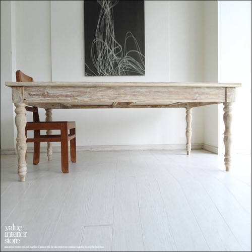 チーク ダイニングテーブル 180cm ナチュラルホワイト 無垢材 チーク ダイニングテーブル 180cm ナチュラルホワイト 無垢材 チーク