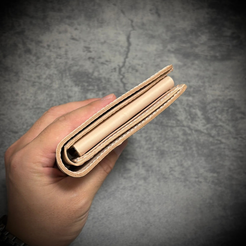 経年変化を楽しむ メンズ 二つ折り 財布 生成り ナチュラル 手縫い