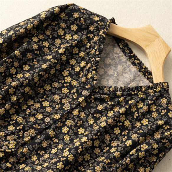 春の綿麻ワンピース、 送料無料、綿麻ロング丈スカート、コットンリネンワンピース 2枚目の画像