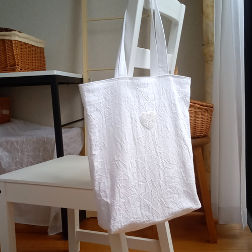 ホワイト レースデザイン トートバッグ lus. フラワー刺繍レーストートバッグ（トートバッグ）｜lus