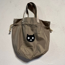 ネコ柄、フクロウ柄　リングバッグ　巾着バッグ 3枚目の画像