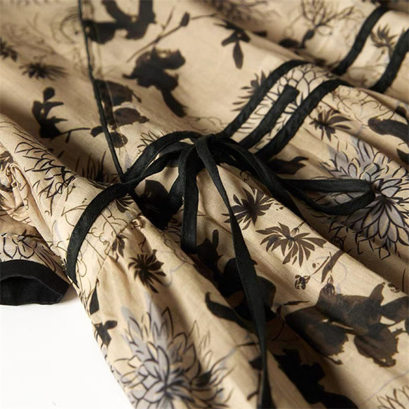 夏の綿麻ワンピース、 送料無料、桜色綿麻ロング丈スカート、コットンリネンワンピース 3枚目の画像
