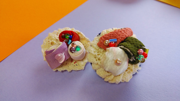 和菓子スリーピン&ケーキプレートブローチ 4枚目の画像