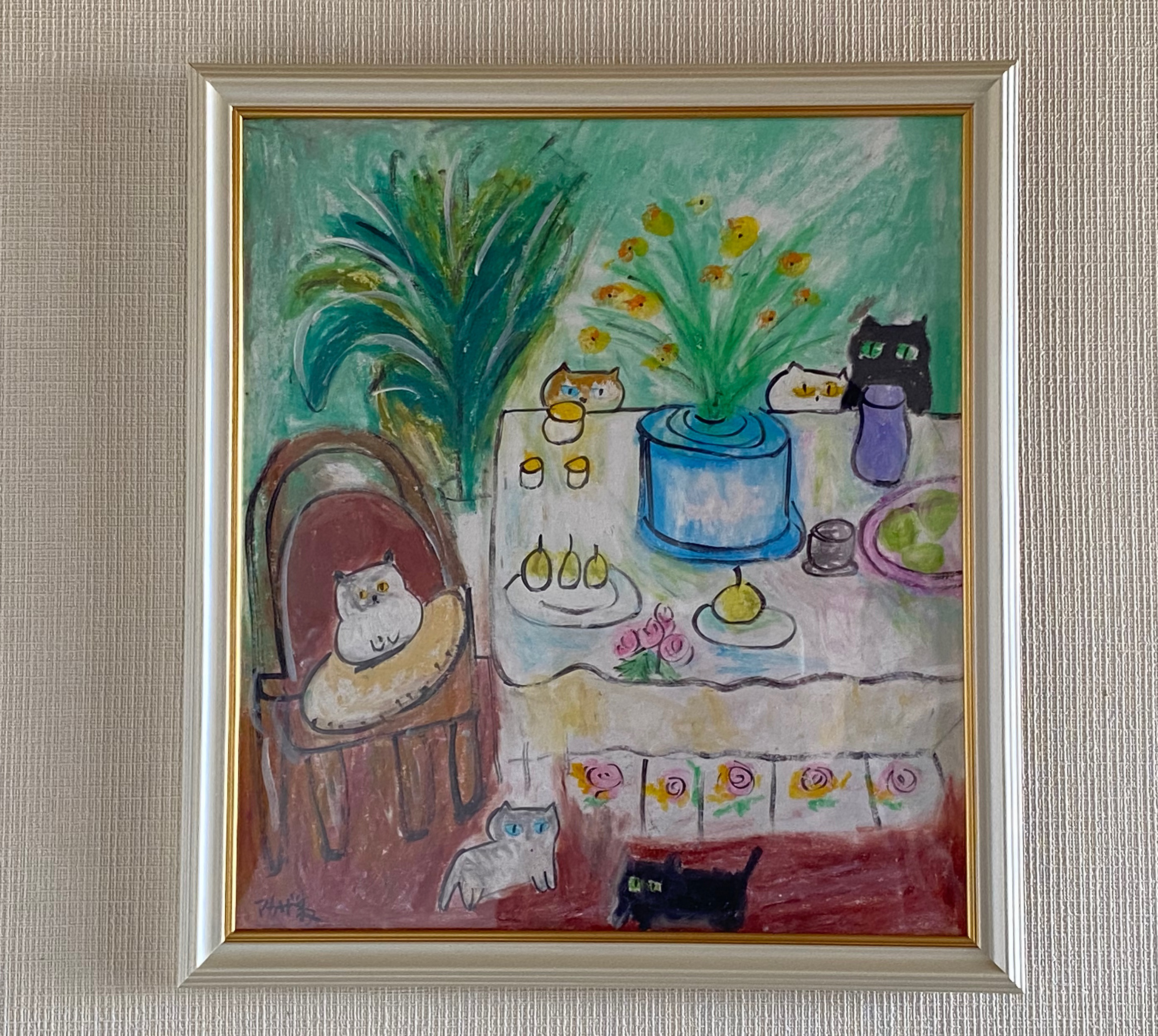 日本人気超絶の 絵画 。壁掛け絵手描き【暖かい部屋には、花の香りが満ちあふれ 絵画