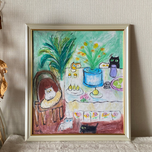 すぐったレディース福袋 絵画 。壁掛け絵手描き【暖かい部屋には、花の香りが満ちあふれ 絵画+タペストリー