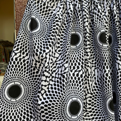 ⚠️難あり【着丈約85cm】アフリカンスカート　アフリカ布　アフリカンファブリック　ギャザースカート　サークル柄 2枚目の画像